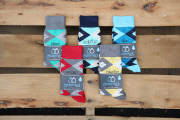 Mixed Argyle Customized Text Groomsmen Dress Socks
