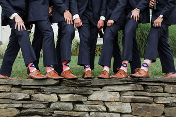 Coral and Navy Groomsmen Wedding Socks