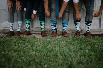 Capri Blue Gift Box Men's Groomsmen Wedding Dress Socks