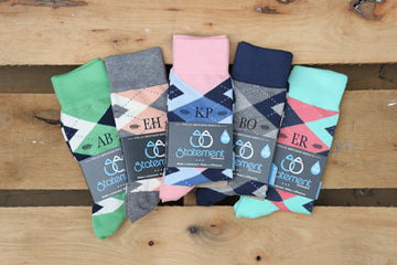 Mixed Argyle Customized Monogram Groomsmen Dress Socks