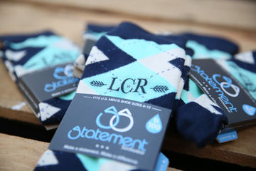 Mint, Navy and Burlap Argyle Customized Monogram Groomsmen Dress Socks