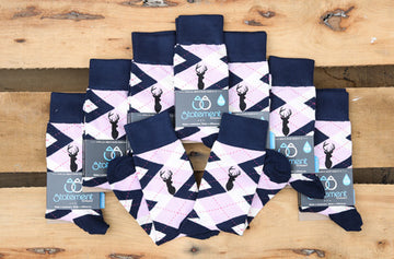 Candy Tickled Pink Navy Customized Image Groomsmen Dress Socks