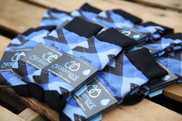 Blue Gray Black Argyle Customized Text Groomsmen Dress Socks