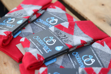Valentina Red Gray Argyle Customized Monogram Groomsmen Dress Socks