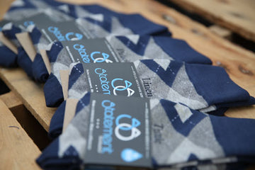 Navy and Gray Argyle Customized Text Groomsmen Dress Socks