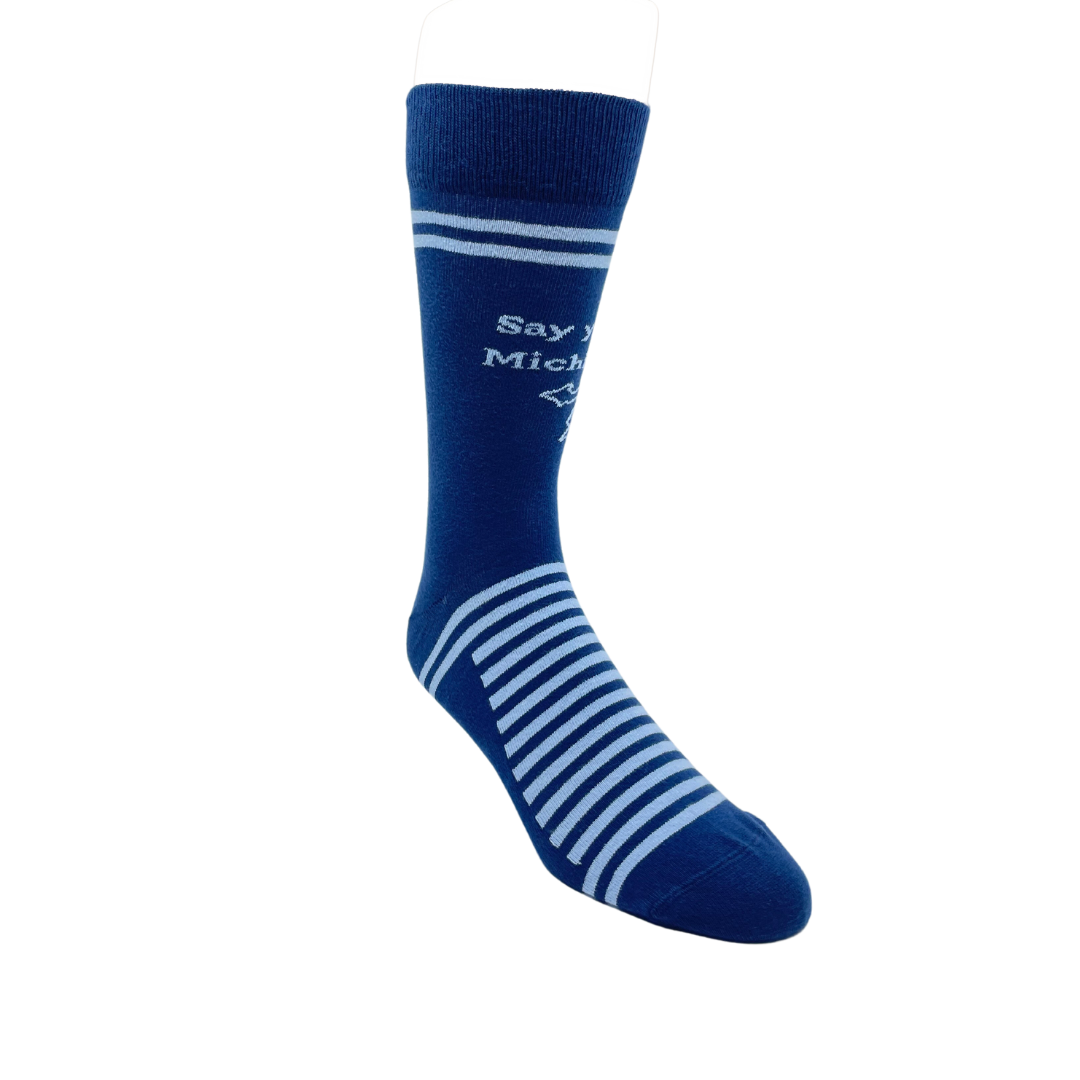 Blue Yes to Michigan Dress Socks