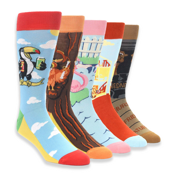 Funny Animal Puns # 2 Men's Dress Socks Collection (5 pairs) Men's Size 8-12