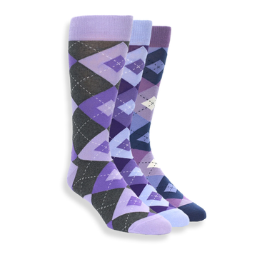 Purple Argyle Dress Sock Gift Box 3 Pairs