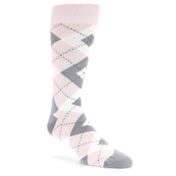 Petal Light Pink Gray Argyle Wedding Men's Dress Socks