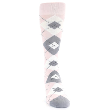 Petal Light Pink Gray Argyle Wedding Men's Dress Socks