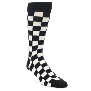 Black White Checkered Men's Dress Socks