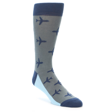 Gray Navy Airplane Aviation Pilot Men’s Dress Socks
