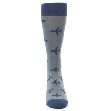 Gray Navy Airplane Aviation Pilot Men’s Dress Socks