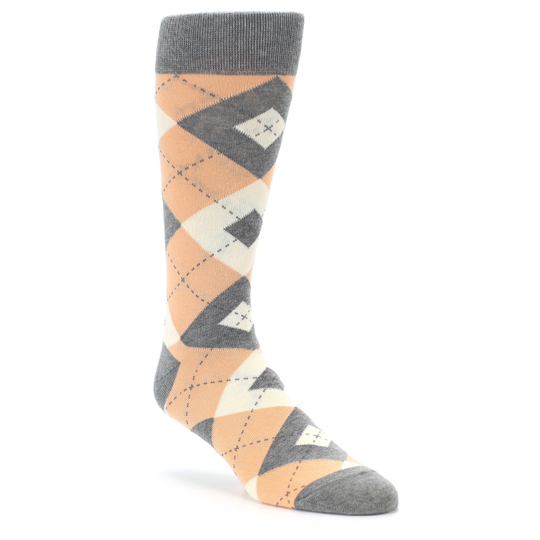 Peach Gray Argyle Wedding Groomsmen Men’s Dress Socks Peach Gray Argyle Wedding Groomsmen Men’s Dress Socks