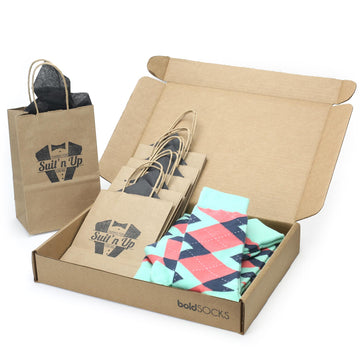 Customizable Groomsmen Gift Set Coral Mint Argyle Men’s Dress Socks