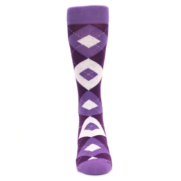 Wisteria Plum Argyle Wedding Groomsmen Men’s Dress Socks