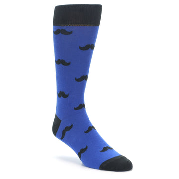 Blue Black Mustache Socks - Men’s Novelty Dress Socks