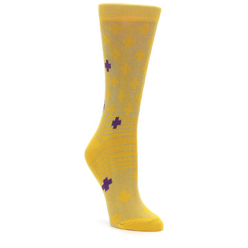 Yellow Purple Positive Socks - Women's Dress Socks