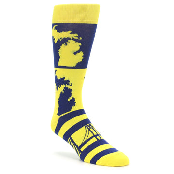 Yellow Blue Michigan Socks - Men's Novelty Dress Socks