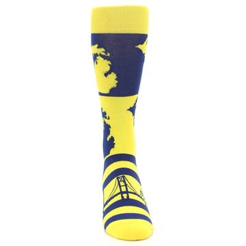 Yellow Blue Michigan Socks - Men's Novelty Dress Socks