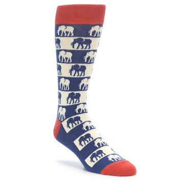 Blue Red Elephants Men's Dress Socks - Men's Size 8-12