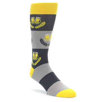 Yellow Grey Beer Mug Men's Dress Socks