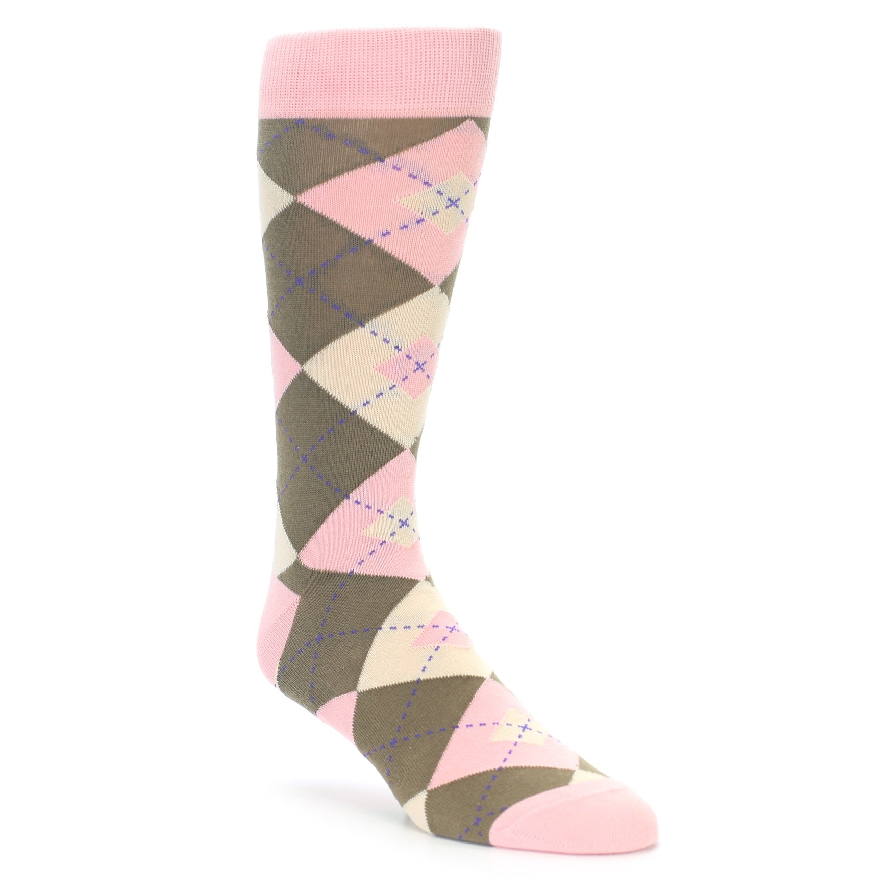 Pink Brown Tan Argyle Wedding Groomsmen Men's Dress Socks Pink Brown Tan Argyle Wedding Groomsmen Men's Dress Socks