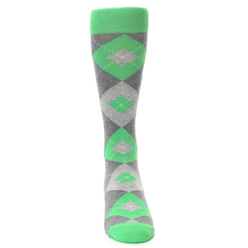Kelly Green Gray Argyle Men’s Dress Socks