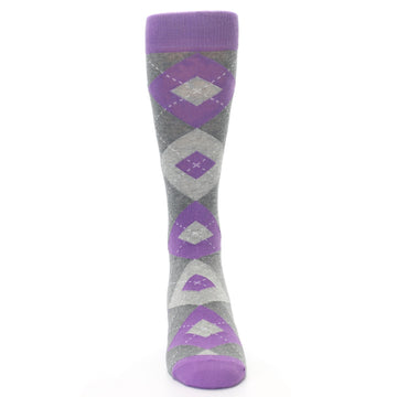 Wisteria Purple Gray Argyle Men’s Dress Socks