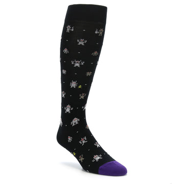 Black Robot Socks - Men's Over-the-Calf Dress Socks