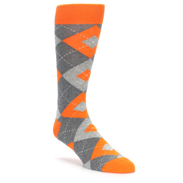 Tangerine Orange Argyle Wedding Socks for Groomsmen