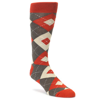 Rust Heathered Brown Argyle Men's Dress Socks