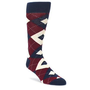 Burgundy Navy Argyle Men's Dress Socks