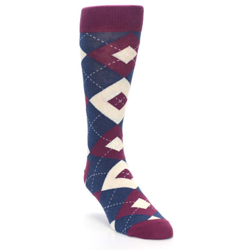 Sangria Navy Argyle Wedding Groomsmen Men’s Dress Socks