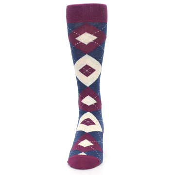 Sangria Navy Argyle Wedding Groomsmen Men’s Dress Socks