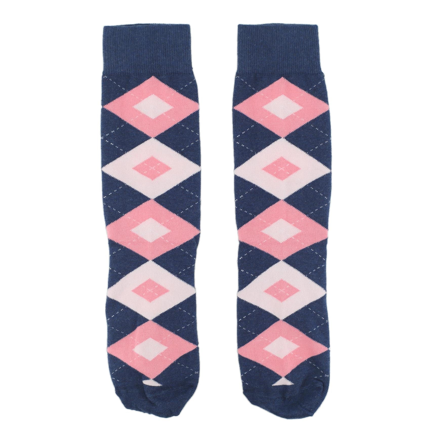 navy blue and pink dress socks Flamingo Petal Pink Navy Argyle Wedding Groomsmen Men’s Dress Socks U.S. Men's Shoe Sizes 8-12