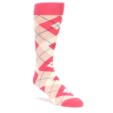 Guava Bellini Pink Argyle Wedding Groomsmen Men’s Dress Socks