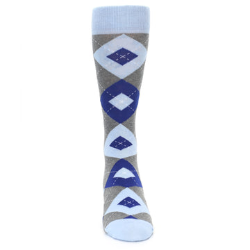 Ice Blue Cobalt Gray Argyle Men’s Dress Socks