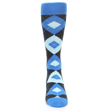 Ocean Capri Blue Gray Argyle Wedding Groomsmen Men’s Dress Socks