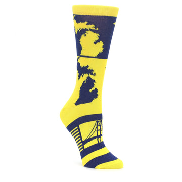 Yellow Blue Michigan Socks - Women's Novelty Socks