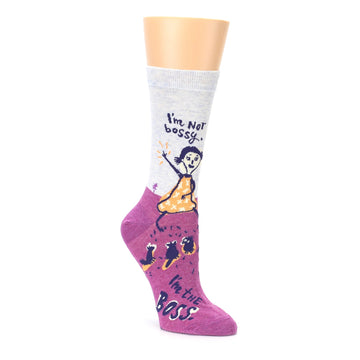 blue orchid orange bossy women's dress socks by Blue Q
