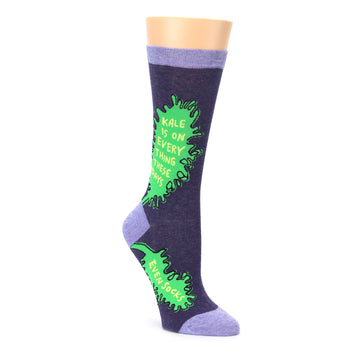 Purple Green Kale Socks - Women's Novelty Socks