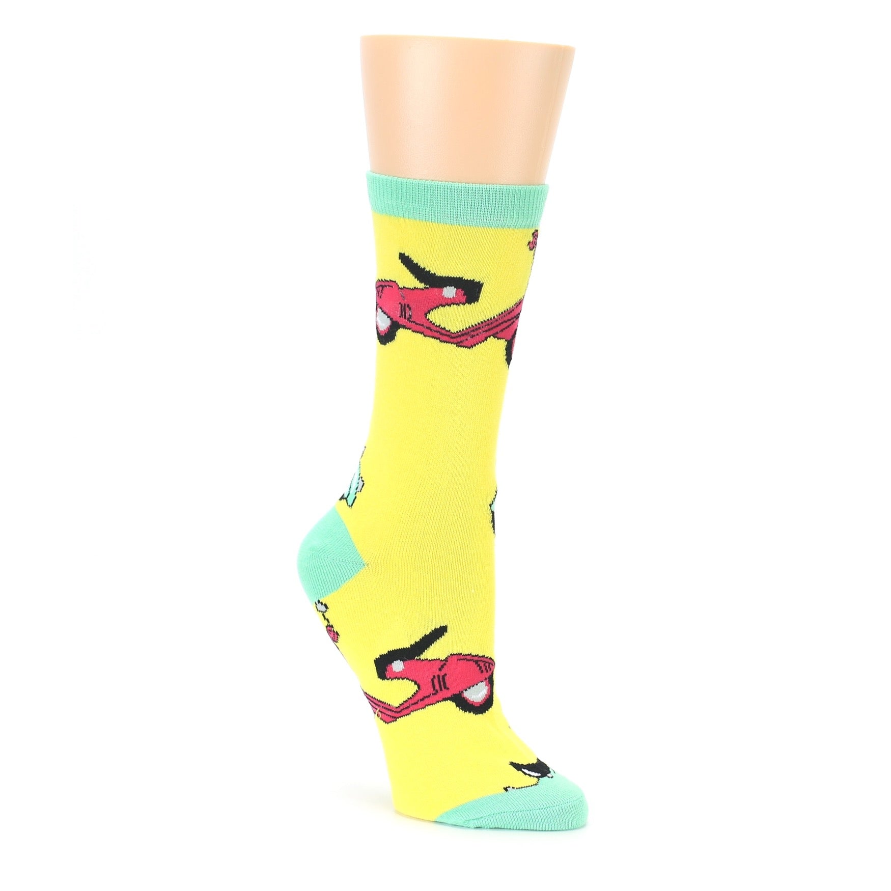 Yellow Mint Mopeds Womens Dress Socks Oooh Yeah Socks
