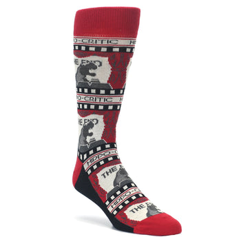 Red Movie Theater Hippo-Critic Socks - Men's Novelty Dress Socks