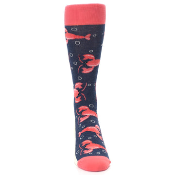 Navy Coral Lobster Socks - Men's Dress Socks