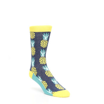 Navy Yellow Pineapple Kid's Dress Socks