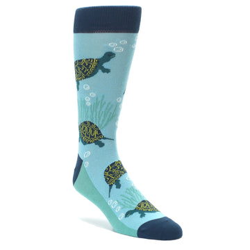 Aqua Navy Turtles Men's Dress Socks