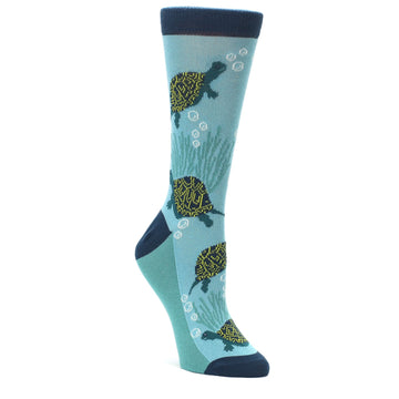 Aqua Sea Turtle Socks for Women by Statement Sockwear