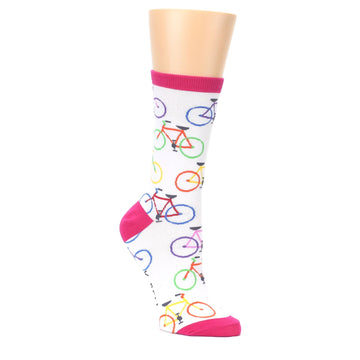 White Multi Bicycle Cycle - Women's Novelty Socks
