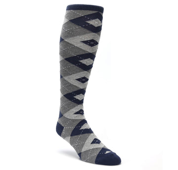 Navy Gray Argyle Socks - Men's Over-the-Calf Socks